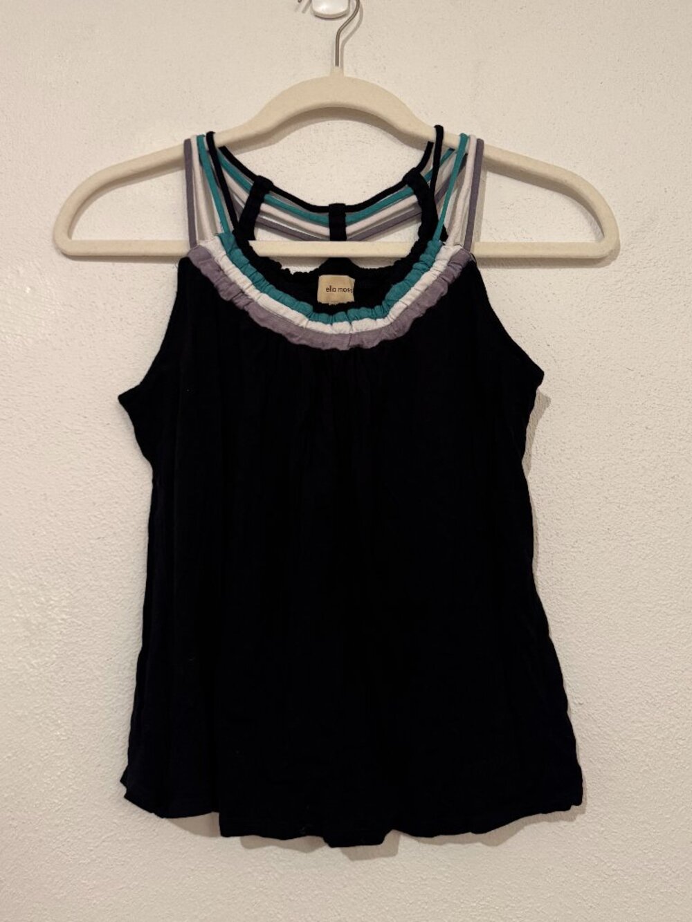 ella moss Black Multistrap Gathered Top – Size XS